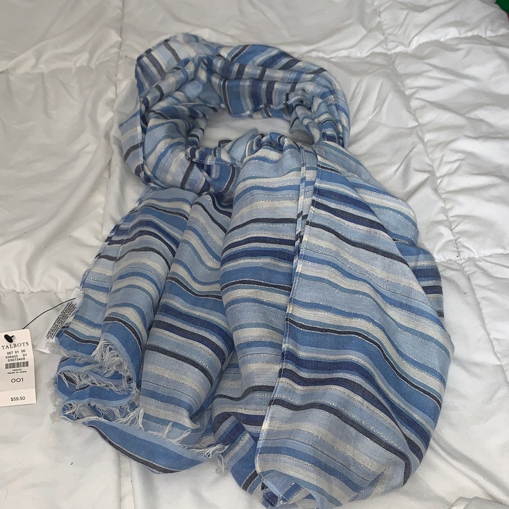 ☆ Talbots Multi-Blue Striped Scarf - Picture 5 of 5